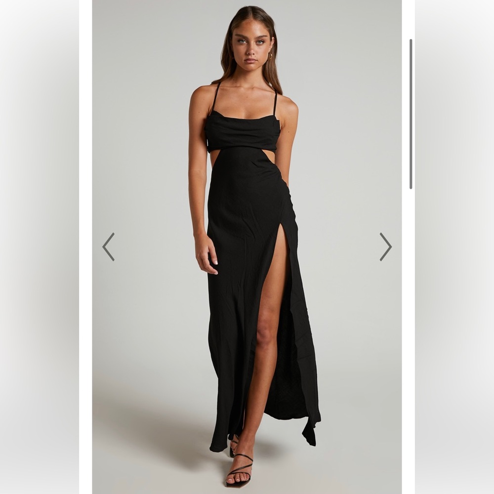 Showpo. Reviena Cut Out Maxi Dress in black. Size 6. New with tags.